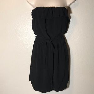 Lucky Love Black Belted Strapless Dress